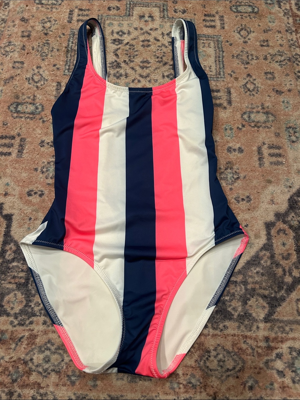 Solid & Striped Striped One-Piece Swimsuit in Pink, Navy & White - Picture 2 of 9